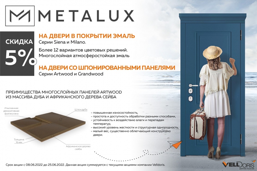 Скидка на входные двери Metalux